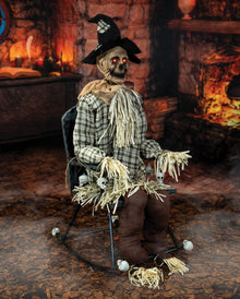 Bespookte Vogelverschrikker Op Schommelstoel Animatronic 120cm
