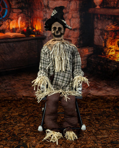 Haunted Scarecrow On Rocking Chair Animatronic 120cm