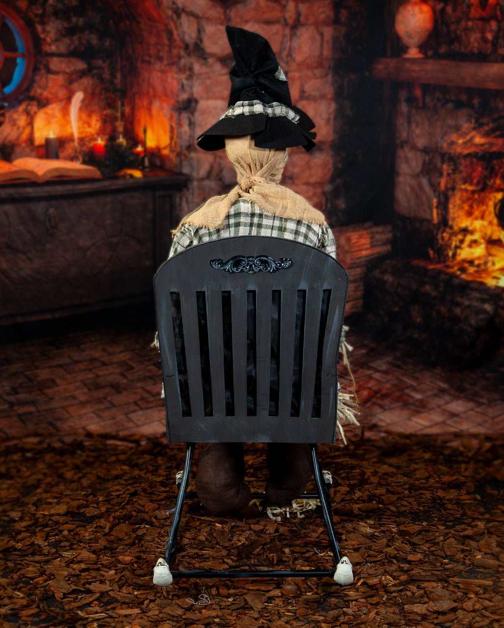 Haunted Scarecrow On Rocking Chair Animatronic 120cm