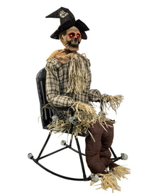 Bespookte Vogelverschrikker Op Schommelstoel Animatronic 120cm