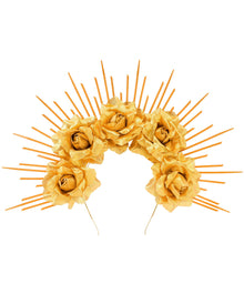 Diadema Con Aureola Y Rosas Doradas