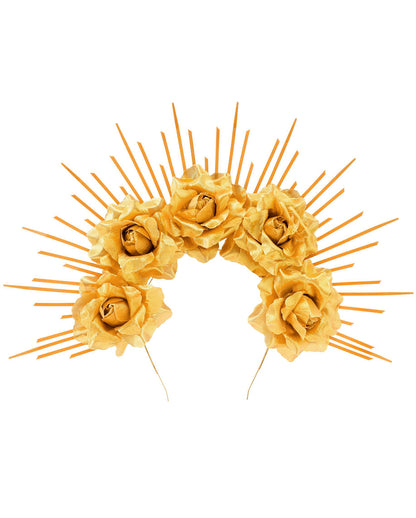Heiligenschein Diadem mit goldenen Rosen