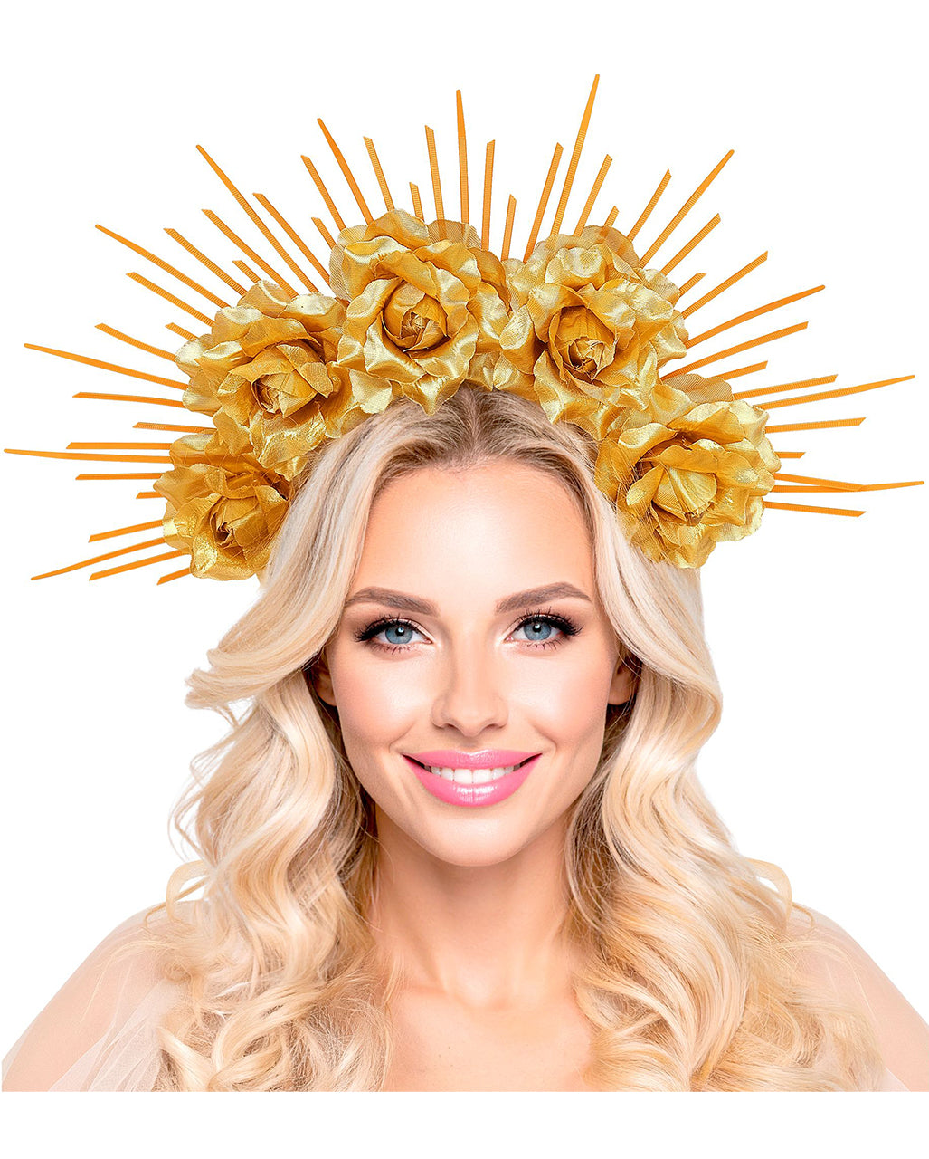 Heiligenschein Diadem mit goldenen Rosen