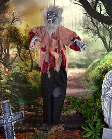 Heulender Werwolf mit Bewegung & Leuchtaugen Hängefigur 120cm