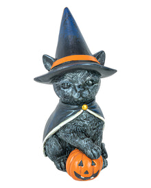 Hexenkatze mit Kürbis Figur 15cm