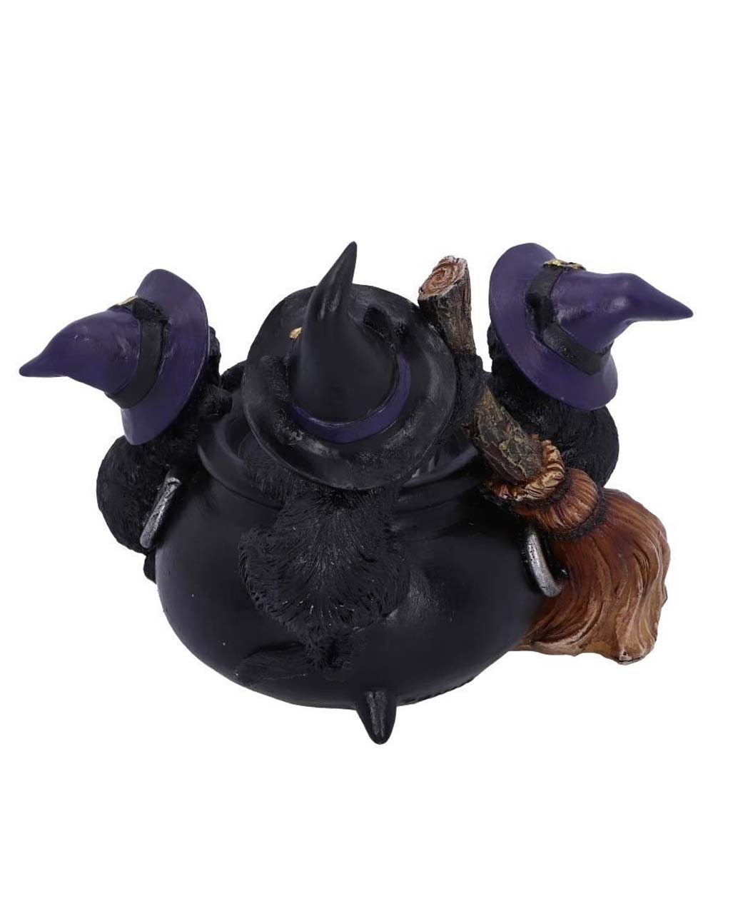 Hexenkatzen mit Hexenkessel Teelichthalter 12,5cm