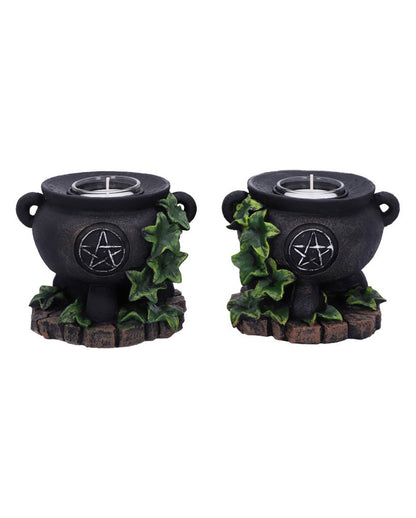 Hexenkessel mit Efeu Kerzenhalter 2er Set