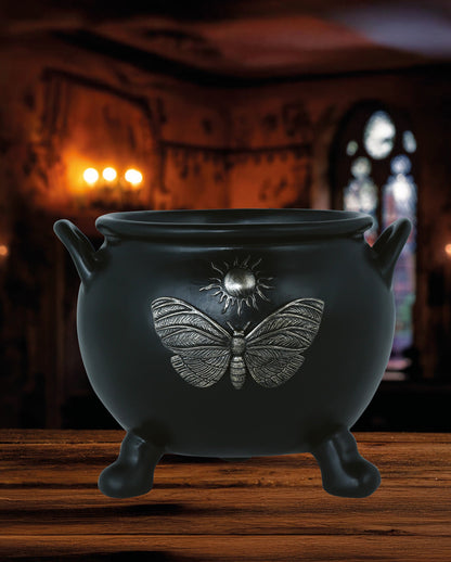 Chaudron De Sorcière Avec Papillon De Nuit Comme Décoration 22x17cm