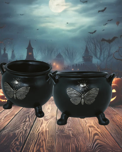 Chaudron De Sorcière Avec Papillon De Nuit Comme Décoration 22x17cm