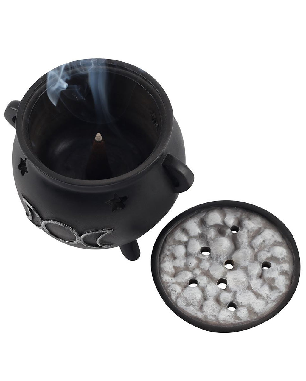 Hexenkessel mit Triple Moon Räucherkegel Halter