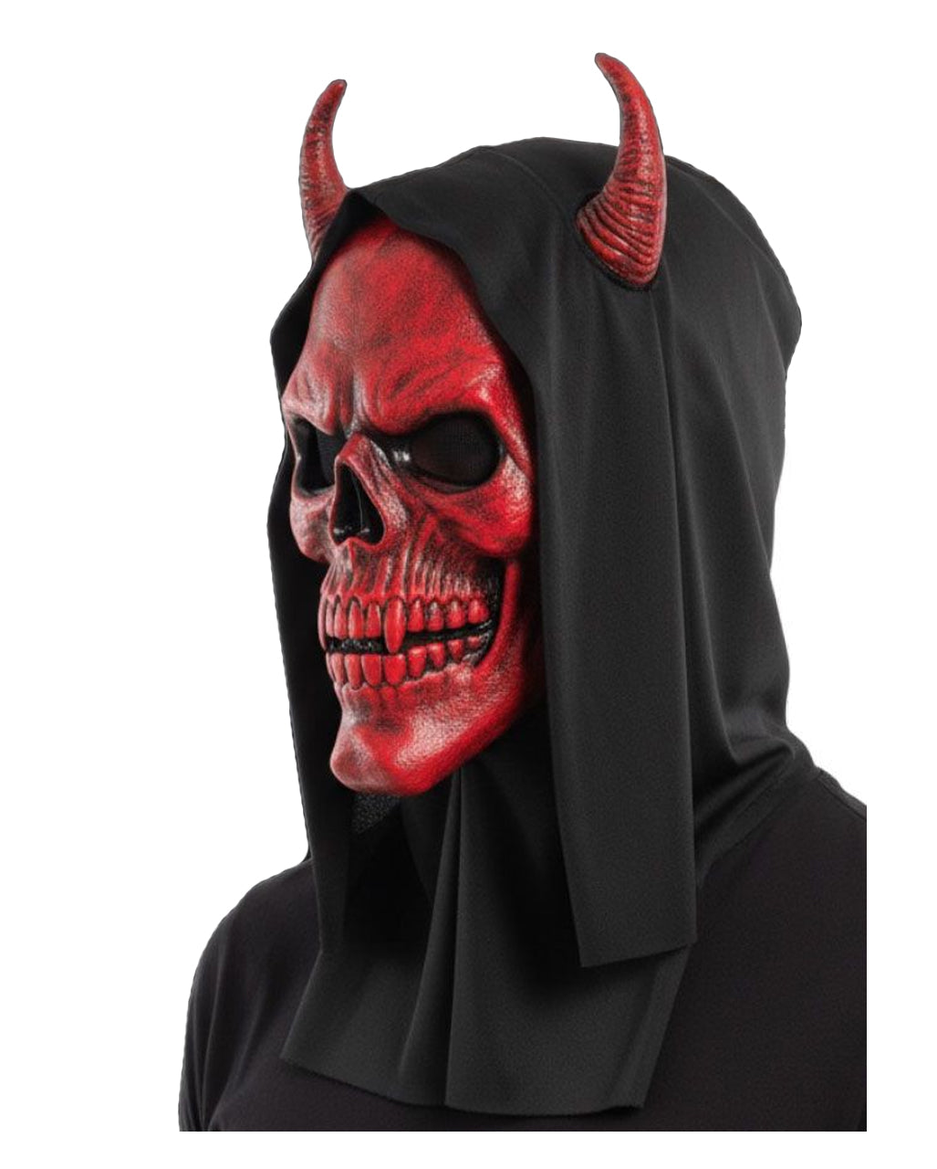 Horned Reaper Mask with Hood, Red