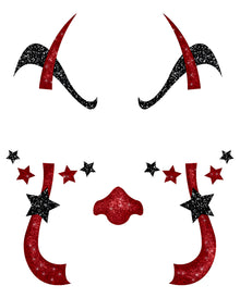 Horror-Clown Glitter Gesichts-Aufkleber
