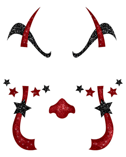 Horror-Clown Glitter Gesichts-Aufkleber