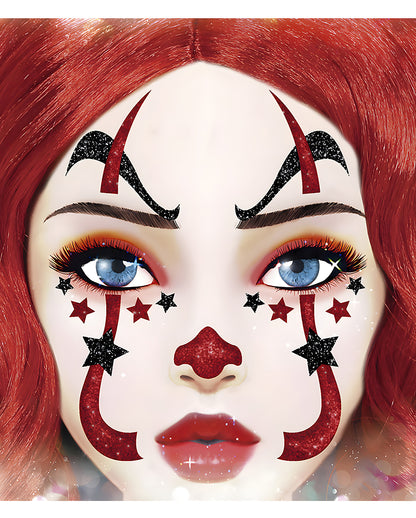 Horror-Clown Glitter Gesichts-Aufkleber