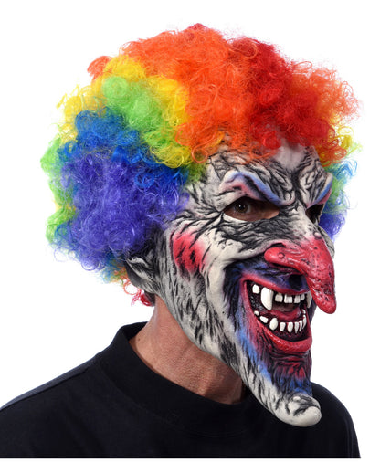 Horror Clown Maske mit Rainbow Afro