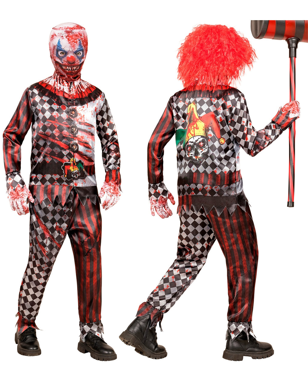 Horror Clown Schnellkostüm für Kinder mit Maske & Handschuhe