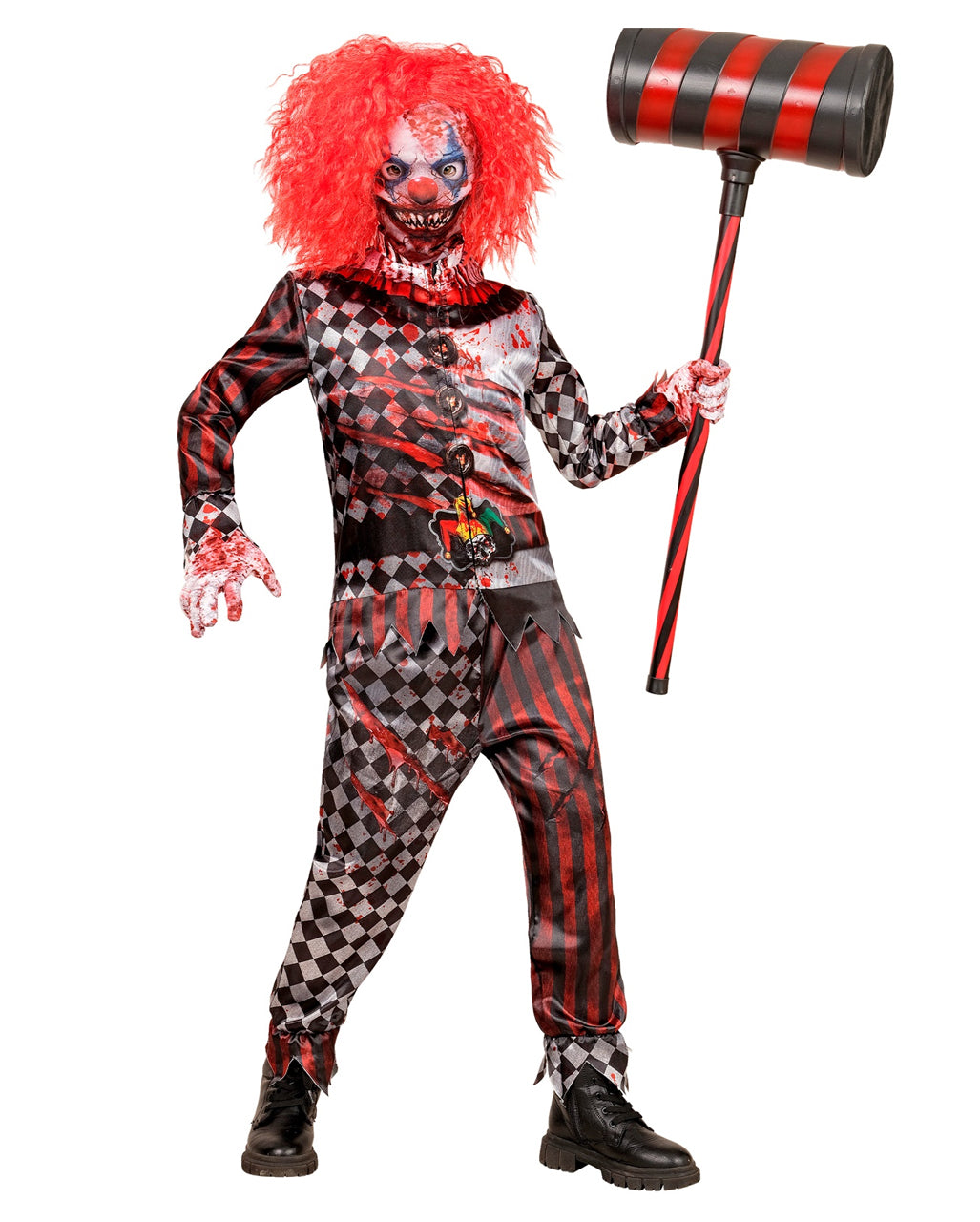 Horror Clown Schnellkostüm für Kinder mit Maske & Handschuhe