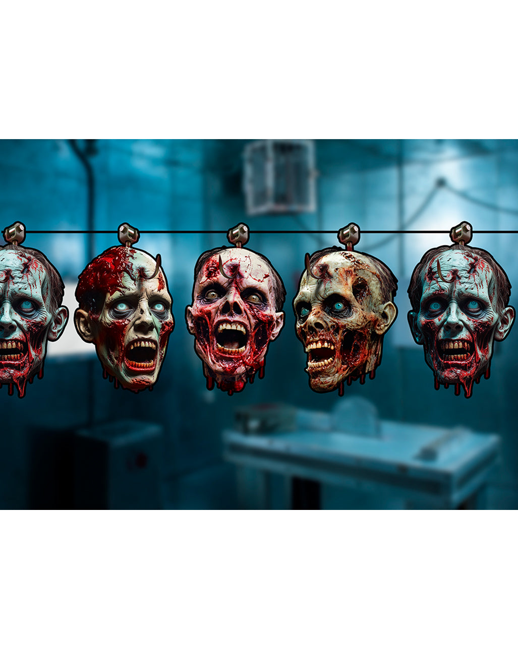 Horror Girlande mit Zombie Köpfen 300cm