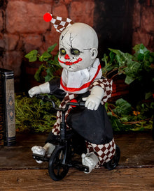 Horrorclown auf Dreirad Halloween Animatronic 39cm