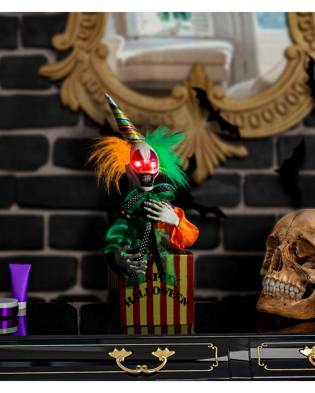 Hüpfender Clown in Popcorn Box