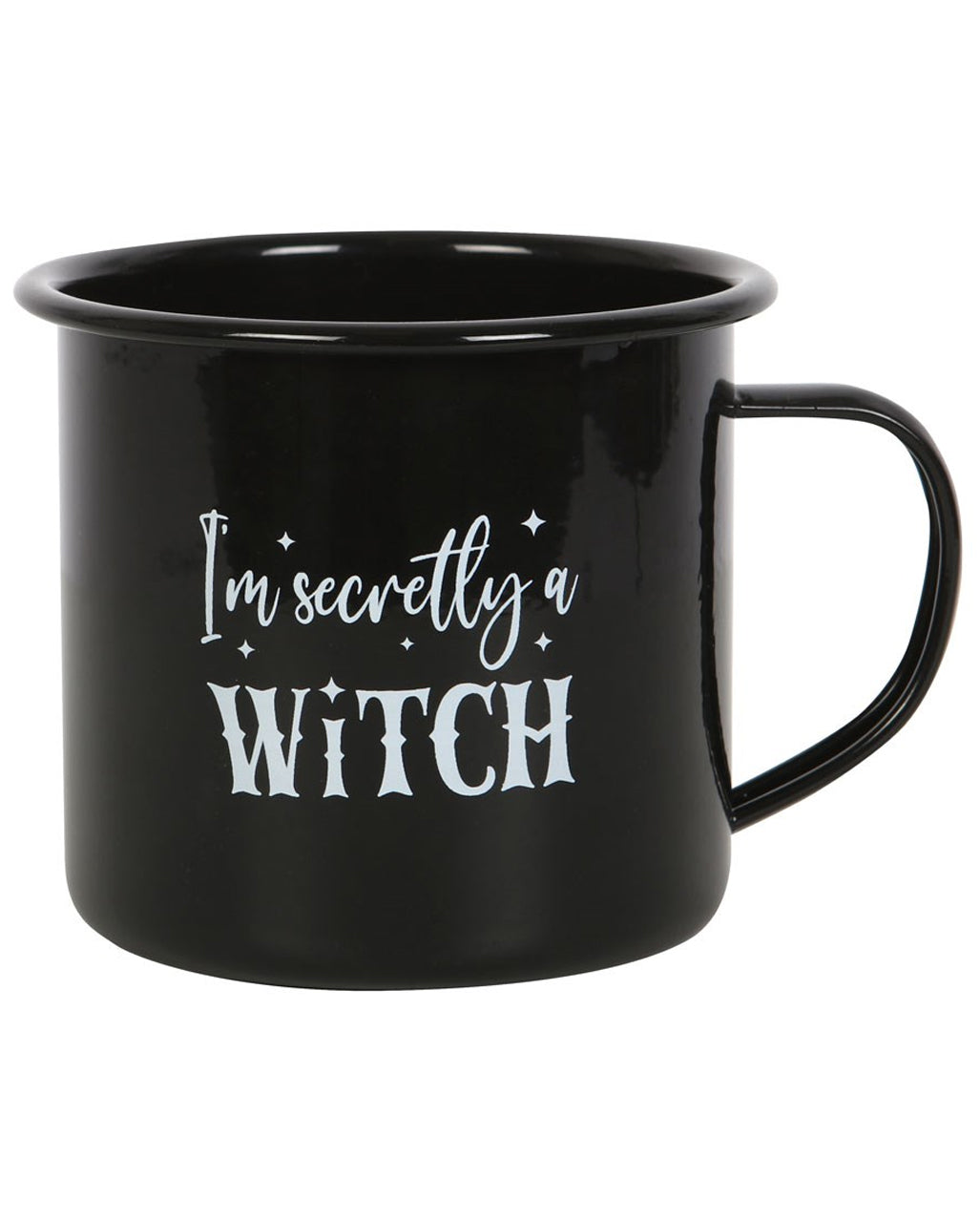 "I am secretly a Witch" Emaille Becher