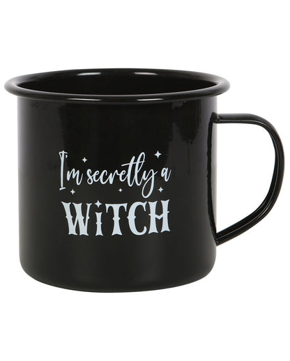 "I am secretly a Witch" Emaille Becher