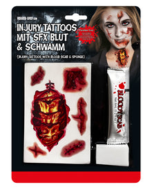 Injury Tattoos mit SFX Blut & Schwamm