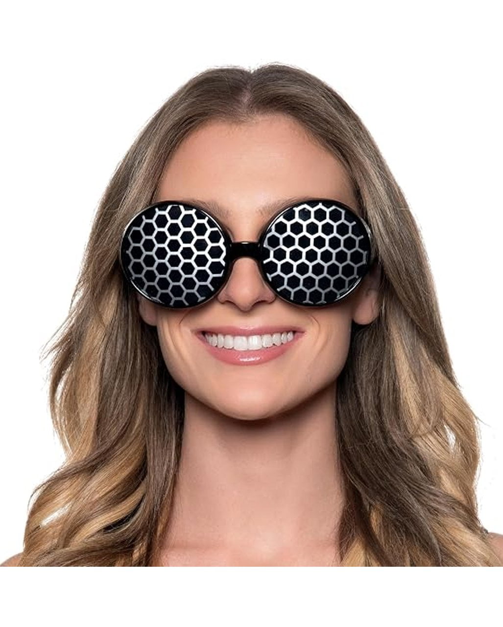 Insect Sunglasses with a Honeycomb Pattern Black