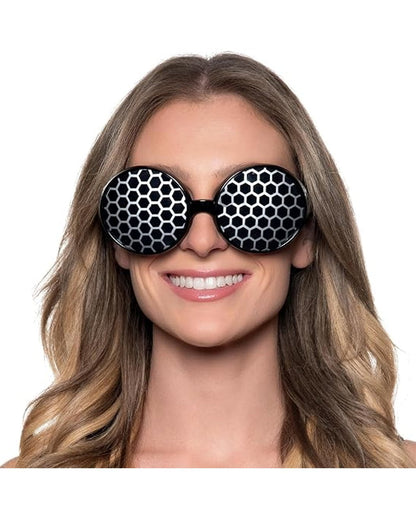 Insect Sunglasses with a Honeycomb Pattern Black