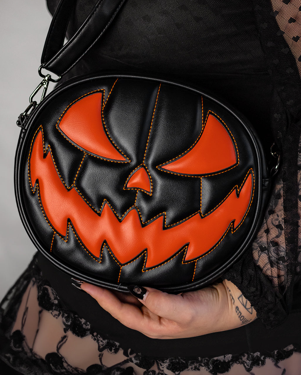 Jack O'Lantern Pumpkin Handbag Black