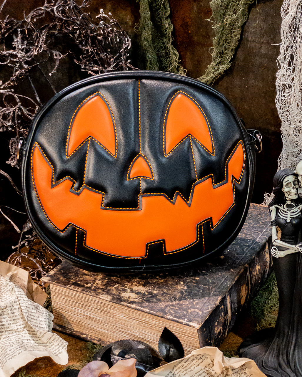 Jack O'Lantern Pumpkin Handbag Black