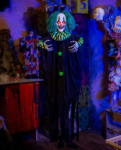 Killer Clown Con Capelli Verdi E Occhi A LED 120cm