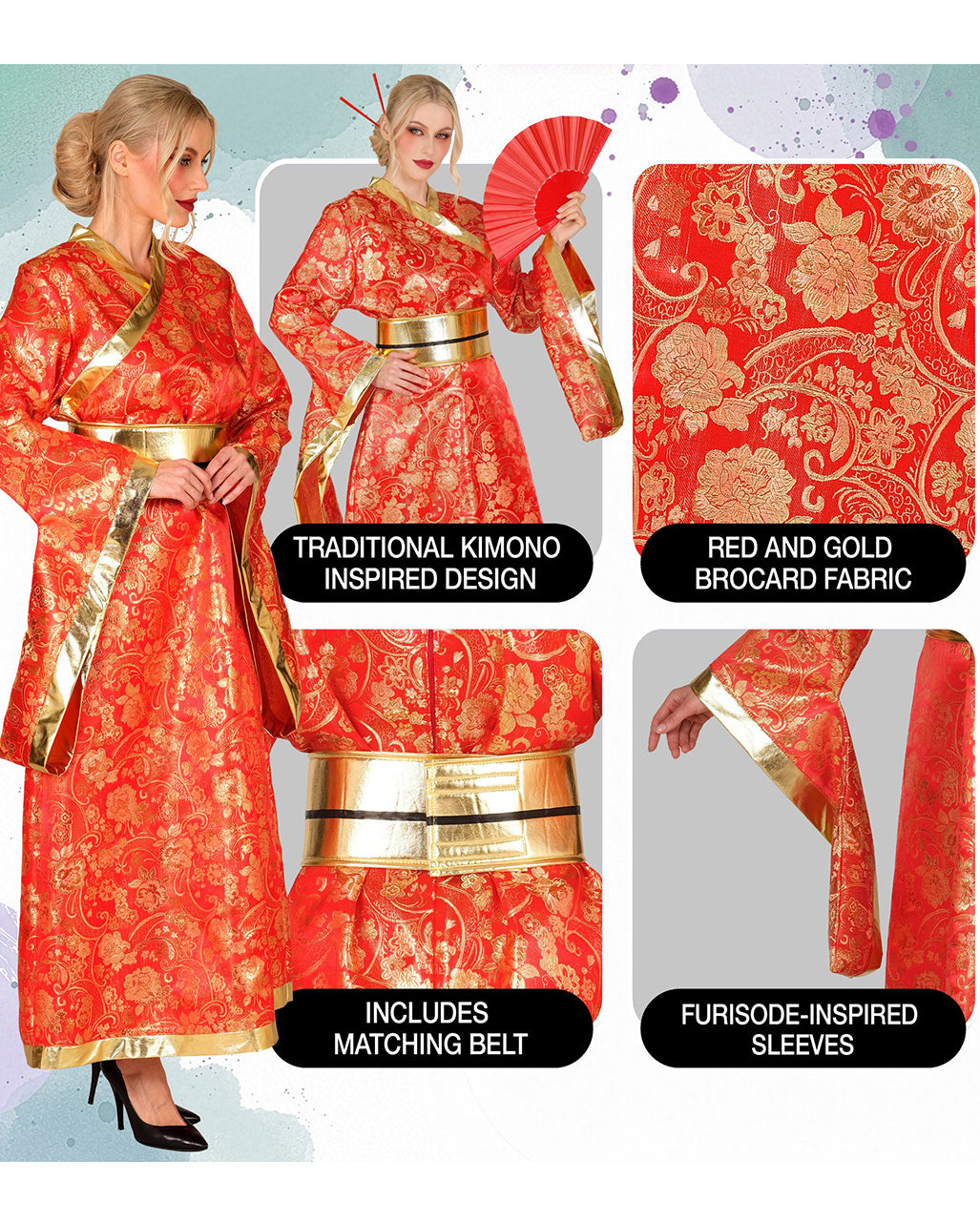 Kimono Kostüm-Kleid mit Gürtel