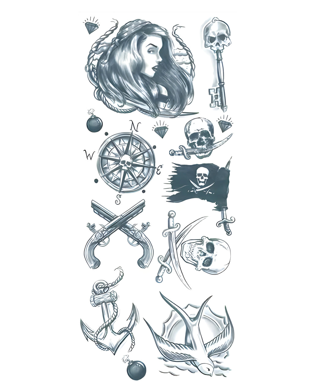 Piraten Tattoos zum Aufkleben