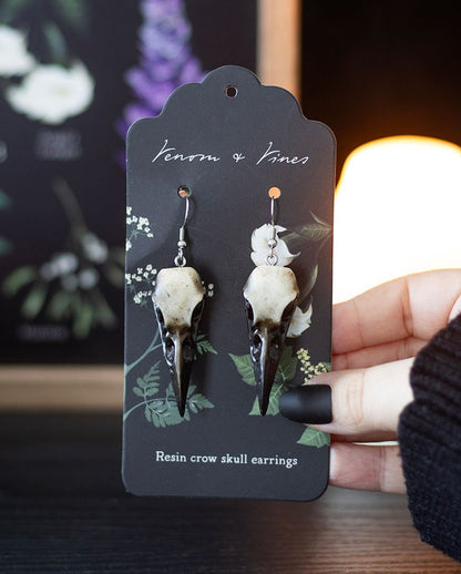 Small Raven Skulls As Earrings