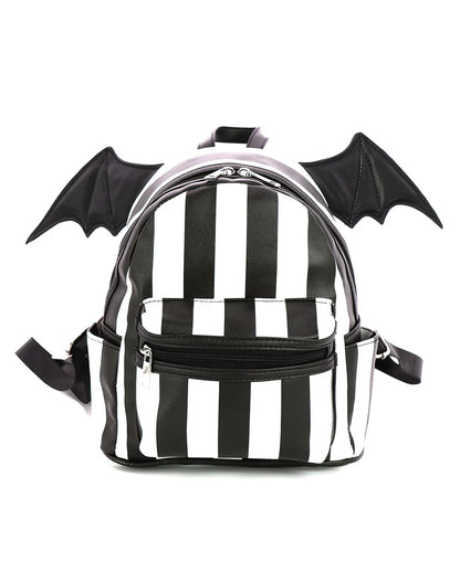 Gestreifter Mini-Rucksack mit Fledermausflügel