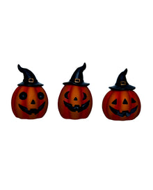 Halloween Pumpkin mit Hexenhut Dekofigur 9 cm