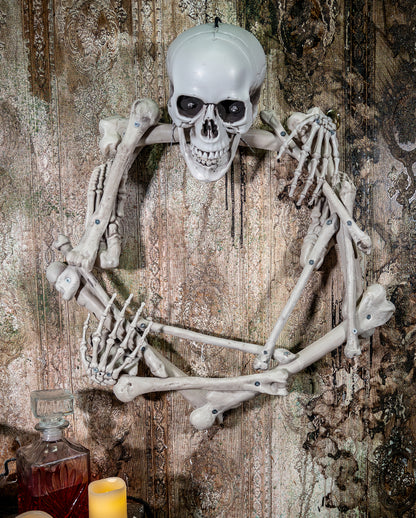 Bone Part Wreath With Illuminated Skull 65cm