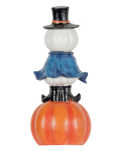 Kürbis Gentleman auf Halloween Kürbis Figur mit LED 19cm