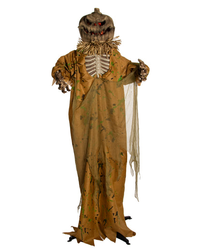 Pumpkin Man Scarecrow With Shock Effect, Light & Sound 170cm