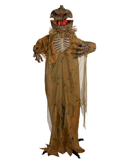 Pumpkin Man Scarecrow With Shock Effect, Light & Sound 170cm