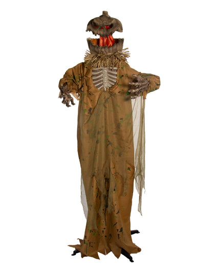 Pumpkin Man Scarecrow With Shock Effect, Light & Sound 170cm
