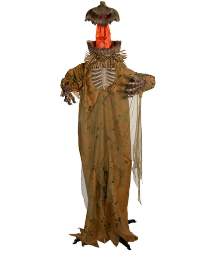 Pumpkin Man Scarecrow With Shock Effect, Light & Sound 170cm