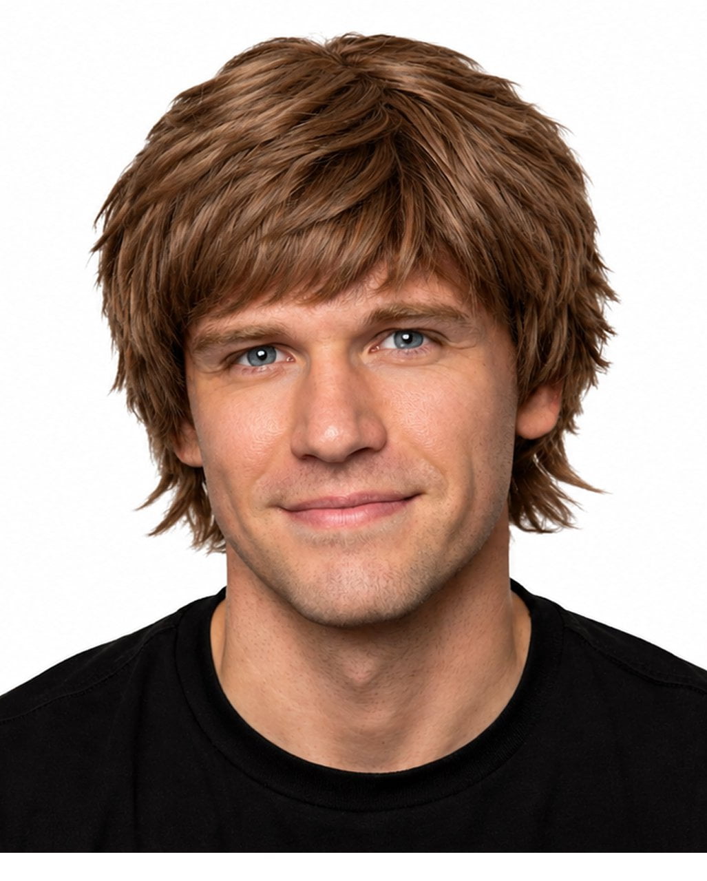 Kortgeknipte herenpruik, bruin