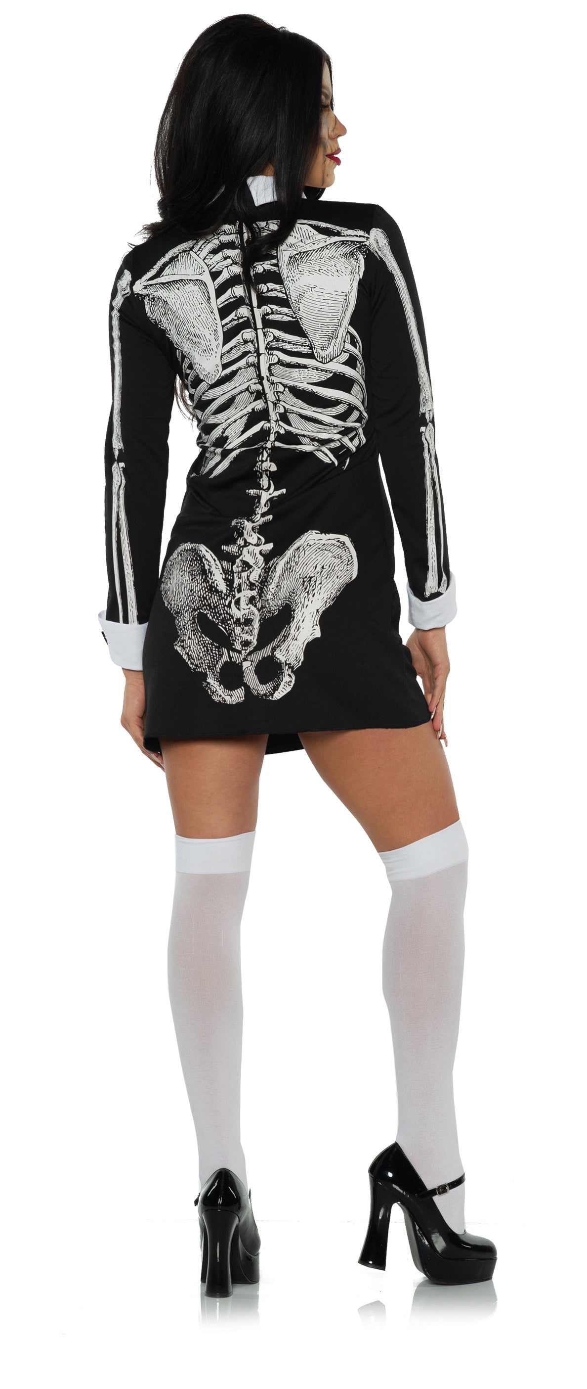 Skelett Langarmkleid mit Kragen