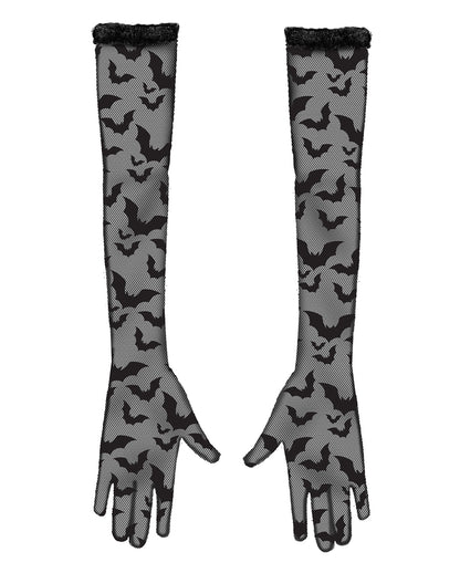 Lange schwarze Fledermaus Spitzen-Handschuhe