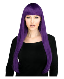 Parrucca a capelli lunghi con frangia, viola