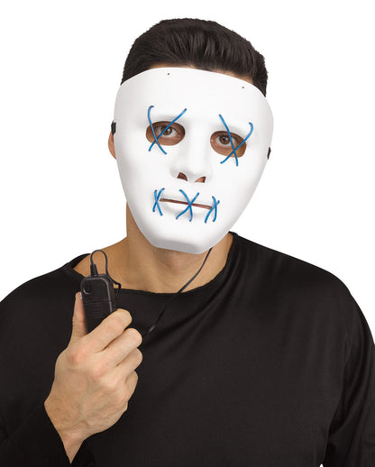 Leuchtende LED Maske Blau - Weiß