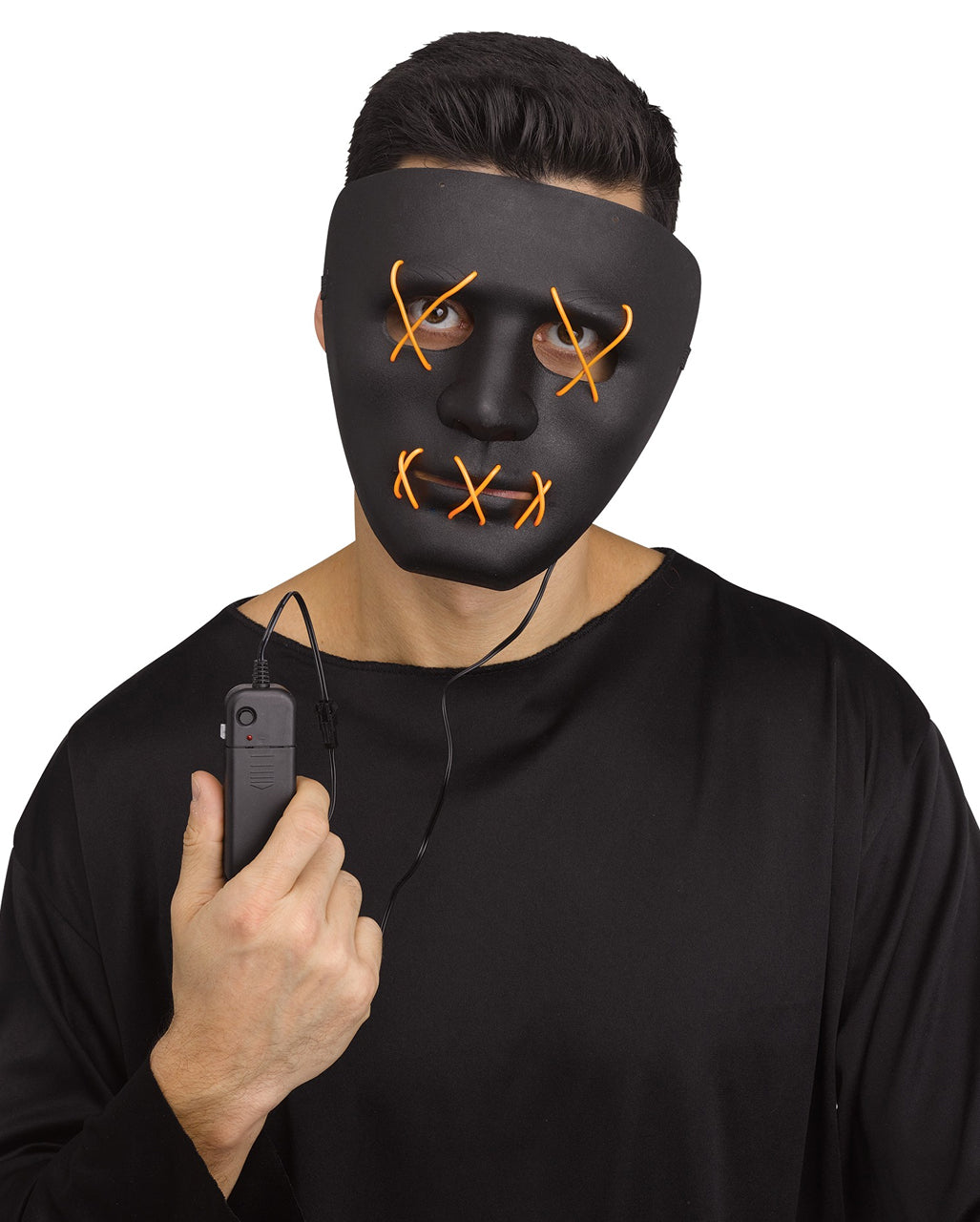 Leuchtende LED Maske Gelb - Schwarz