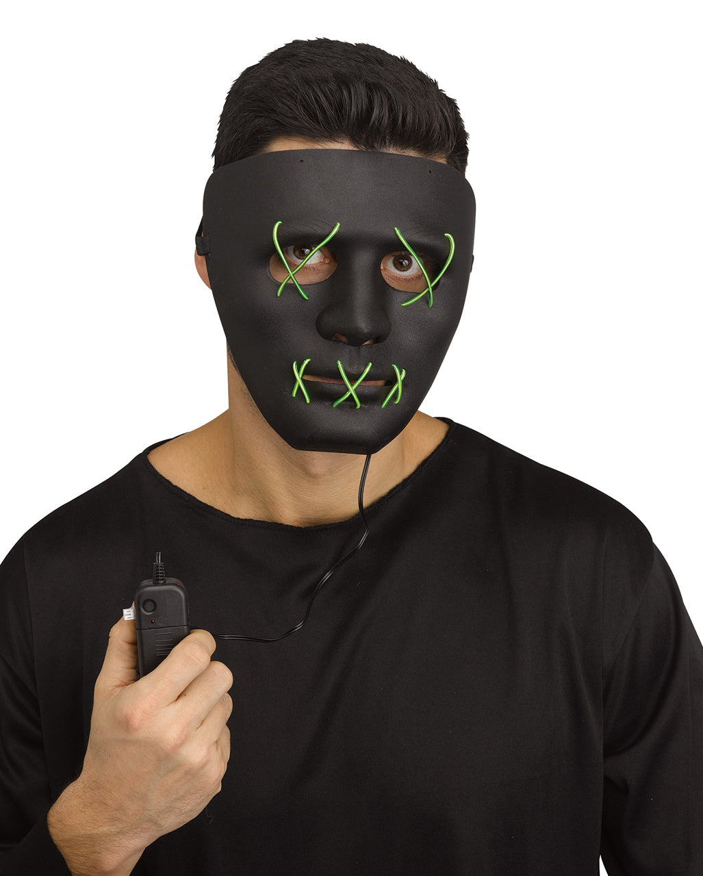 Leuchtende LED Maske Grün - Schwarz